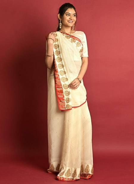 White Colour Ashima New Party Wear Designer Fancy Dark Georgette Saree Collection 5403